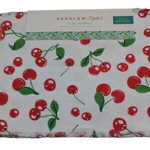 Sunglow Style Lemon White Yellow Placemat 4-Pack Summer Dining Fruit NWT